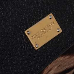 مملوكة مسبقًا Dolce & Gabbana Black Leather Large Miss Sicily Soft Top Handle Bag