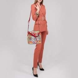 Pre Owned Dolce & Gabbana Multicolor Leather Majolica Bucket Bag