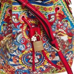 Pre Owned Dolce & Gabbana Multicolor Leather Majolica Bucket Bag