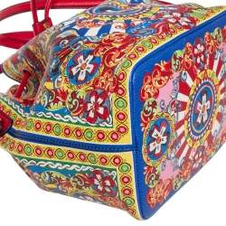 Pre Owned Dolce & Gabbana Multicolor Leather Majolica Bucket Bag
