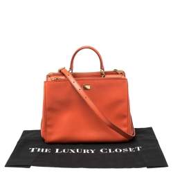 Pre Owned Dolce & Gabbana Orange Leather Miss Sicily Double Zip Top Handle Bag