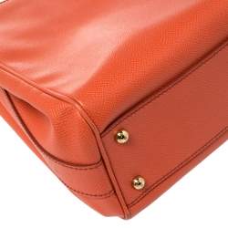 Pre Owned Dolce & Gabbana Orange Leather Miss Sicily Double Zip Top Handle Bag