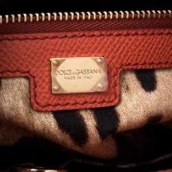 Pre Owned Dolce & Gabbana Orange Leather Miss Sicily Double Zip Top Handle Bag