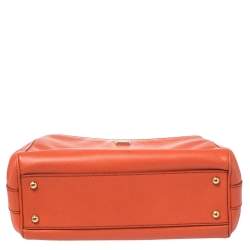 Pre Owned Dolce & Gabbana Orange Leather Miss Sicily Double Zip Top Handle Bag