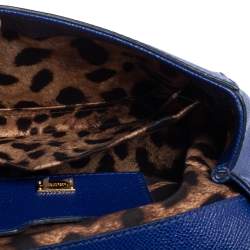 Pre Owned Dolce & Gabbana Blue Leather Small Miss Sicily Top Handle Bag