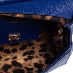 Pre Owned Dolce & Gabbana Blue Leather Small Miss Sicily Top Handle Bag