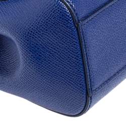 Pre Owned Dolce & Gabbana Blue Leather Small Miss Sicily Top Handle Bag
