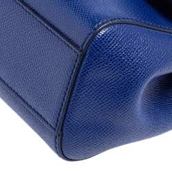 Pre Owned Dolce & Gabbana Blue Leather Small Miss Sicily Top Handle Bag