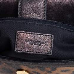 مملوكة مسبقًا حقيبة دولتشي أند غابانا ميس سيسيلي كانفاس مقوى بنقشة الفهد بني / أسود بيد علوية كبيرة