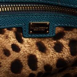Pre Owned Dolce & Gabbana Blue Leather Medium Miss Sicily Top Handle Bag