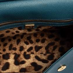 Pre Owned Dolce & Gabbana Blue Leather Medium Miss Sicily Top Handle Bag