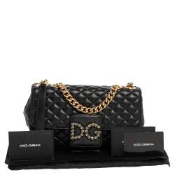 Pre Owned Dolce & Gabbana Black Quilted Leather DG Millennials Shoulder Bag