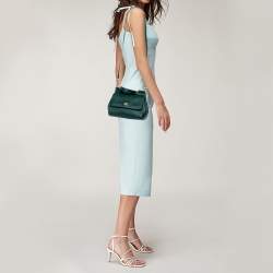 Pre Owned Dolce & Gabbana Green Leather Small Miss Sicily Top Handle Bag