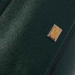 Pre Owned Dolce & Gabbana Green Leather Small Miss Sicily Top Handle Bag