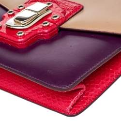 Pre Owned Dolce & Gabbana Multicolor Python And Leather Lucia Shoulder Bag