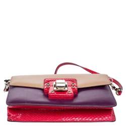 Pre Owned Dolce & Gabbana Multicolor Python And Leather Lucia Shoulder Bag