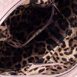 Pre Owned Dolce & Gabbana Rose Pink Woven Leather Miss Biz Satchel