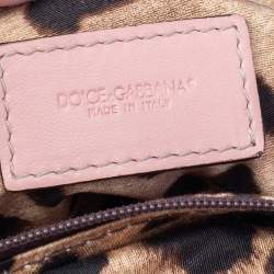 Pre Owned Dolce & Gabbana Rose Pink Woven Leather Miss Biz Satchel