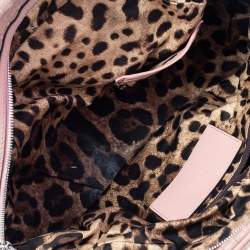 Pre Owned Dolce & Gabbana Rose Pink Woven Leather Miss Biz Satchel