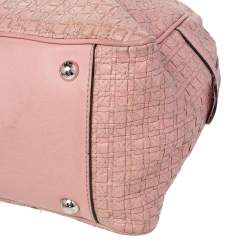 Pre Owned Dolce & Gabbana Rose Pink Woven Leather Miss Biz Satchel