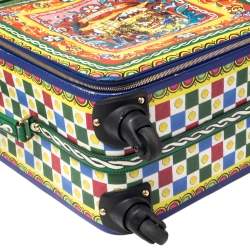 Dolce & Gabbana Multicolor Teatro Dei Pupi Print Leather Four Wheel Luggage 60cm