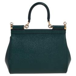 مملوكة مسبقًا حقيبة دولتشي أند غابانا ميس سيسيلي صغيرة جلد خضراء بيد علوية 