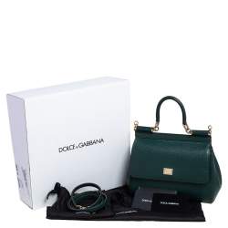 مملوكة مسبقًا حقيبة دولتشي أند غابانا ميس سيسيلي صغيرة جلد خضراء بيد علوية 