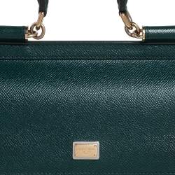 مملوكة مسبقًا حقيبة دولتشي أند غابانا ميس سيسيلي صغيرة جلد خضراء بيد علوية 