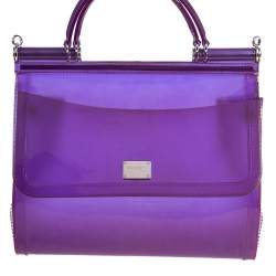 Pre Owned Dolce & Gabbana Purple PVC Medium Miss Sicily Top Handle Bag