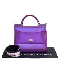Pre Owned Dolce & Gabbana Purple PVC Medium Miss Sicily Top Handle Bag