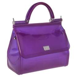 Pre Owned Dolce & Gabbana Purple PVC Medium Miss Sicily Top Handle Bag