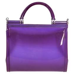 Pre Owned Dolce & Gabbana Purple PVC Medium Miss Sicily Top Handle Bag