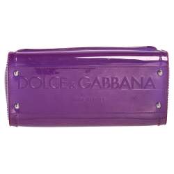 Pre Owned Dolce & Gabbana Purple PVC Medium Miss Sicily Top Handle Bag