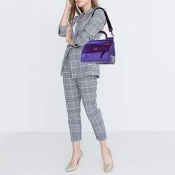 Pre Owned Dolce & Gabbana Purple PVC Medium Miss Sicily Top Handle Bag