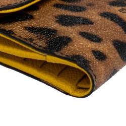 مملوكة مسبقًا Dolce & Gabbana Brown/Black Leopard Print Coated Canvas French Wallet