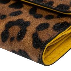 مملوكة مسبقًا Dolce & Gabbana Brown/Black Leopard Print Coated Canvas French Wallet