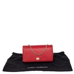 مملوكة مسبقًا Dolce & Gabbana Red Leather Flap Chain Shoulder Bag