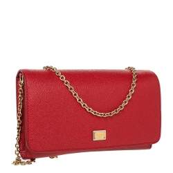 مملوكة مسبقًا Dolce & Gabbana Red Leather Flap Chain Shoulder Bag