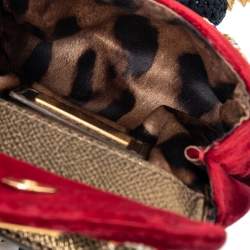 مملوكة مسبقًا حقيبة كتف دولتشي أند غابانا ميس سيسيلي ميني مطرزة قطيفة أحمر