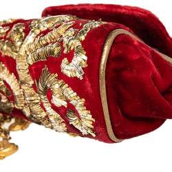 مملوكة مسبقًا حقيبة كتف دولتشي أند غابانا ميس سيسيلي ميني مطرزة قطيفة أحمر