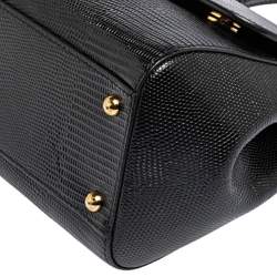 مملوكة مسبقًا حقيبة دولتشي أند غابانا ميس سيسيلي متوسطة جلد نقش سحلية رمادي