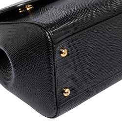 مملوكة مسبقًا حقيبة دولتشي أند غابانا ميس سيسيلي متوسطة جلد نقش سحلية رمادي