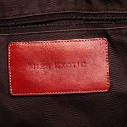 Dolce & Gabbana Brick Red/Cream Printed Leather Miss Exotic Shopper Tote