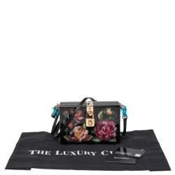 مملوكة مس بقًا Dolce & Gabbana Black Wood Floral Box Clutch