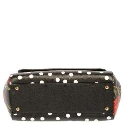 مملوكة مسبقًا حقيبة دولتشي أند غابانا ميس سيسيلي جلد منقط بولكا وبطبعة زهور متعددة الألوان متوسطة بيد علوية