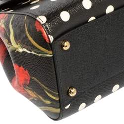 مملوكة مسبقًا حقيبة دولتشي أند غابانا ميس سيسيلي جلد منقط بولكا وبطبعة زهور متعددة الألوان متوسطة بيد علوية