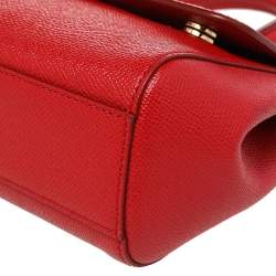 Pre Owned Dolce & Gabbana Bright Red Leather Small Miss Sicily Top Handle Bag