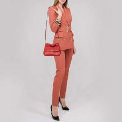 Pre Owned Dolce & Gabbana Bright Red Leather Small Miss Sicily Top Handle Bag