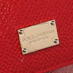 Pre Owned Dolce & Gabbana Bright Red Leather Small Miss Sicily Top Handle Bag