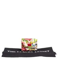 Pre Owned Dolce & Gabbana Multicolor Butterfly Print Leather Trifold Wallet